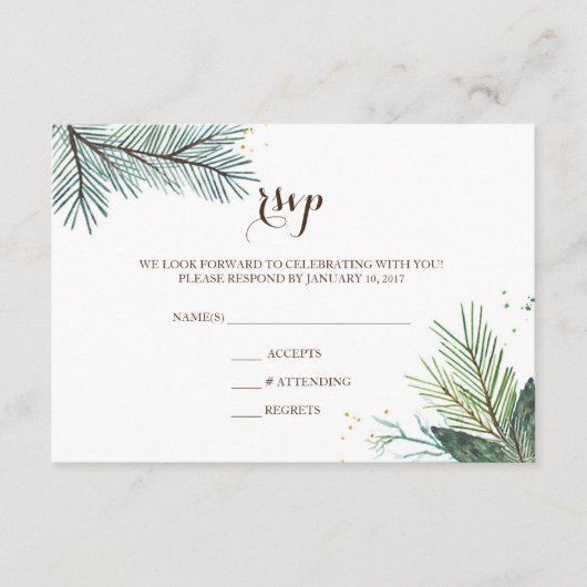 Winter-Kranz der Hochzeitskarte RSVP Karte (Vorderseite)