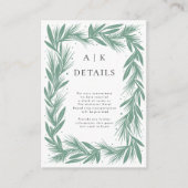 Winter Kranz Moderne Hochzeitdetails Grün Begleitkarte (Vorderseite)