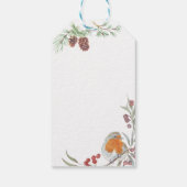 Winter Kranz Robin Mistletoe und Pine Vielen Dank Geschenkanhänger (Rückseite)