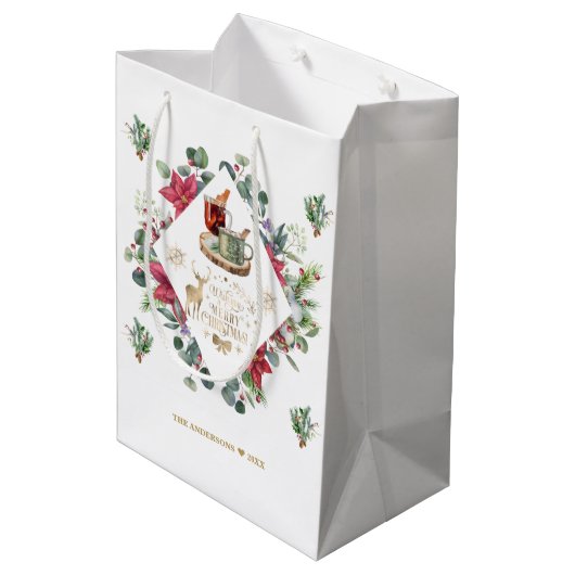 Winter Kranz Script wünschen Ihnen ein frohes Weih Mittlere Geschenktüte (Rückseite Schrägansicht)