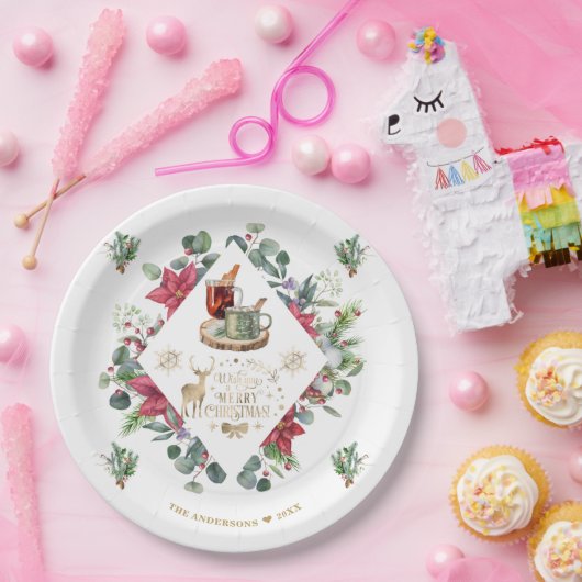 Winter Kranz Script wünschen Ihnen ein frohes Weih Pappteller (Party)