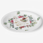 Winter Kranz Script wünschen Ihnen ein frohes Weih Pappteller (Schrägansicht)