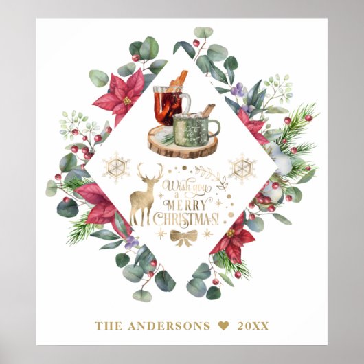 Winter Kranz Script wünschen Ihnen ein frohes Weih Poster (Vorne)