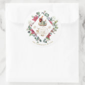 Winter Kranz Script wünschen Ihnen ein frohes Weih Runder Aufkleber (Tasche)