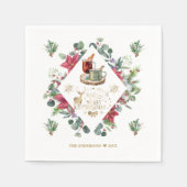 Winter Kranz Script wünschen Ihnen ein frohes Weih Serviette (Vorderseite)