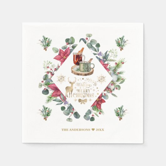 Winter Kranz Script wünschen Ihnen ein frohes Weih Serviette (Vorderseite)
