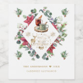 Winter Kranz Script wünschen Ihnen ein frohes Weih Weinetikett (Einzelnes Label)