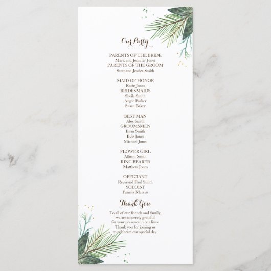 Winter-Kreide-Hochzeitsprogramm Programm (Rückseite)