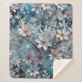 Winter Kristallfrost Sakura Blume Sherpa Blanket Sherpadecke