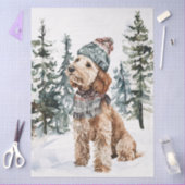 Winter Labradoodle in Hut und Scarf Decoupage Seidenpapier (Basteln)
