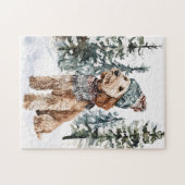 Winter Labradoodle in Hut und Scarf Puzzle (Horizontal)