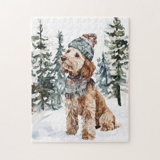 Winter Labradoodle in Hut und Scarf Puzzle