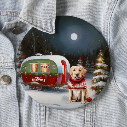 Winter Labrador Caravan Weihnachtsabenteuer Button (Beispiel)