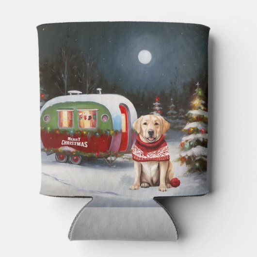 Winter Labrador Caravan Weihnachtsabenteuer Dosenkühler (Rückseite)