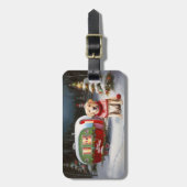 Winter Labrador Caravan Weihnachtsabenteuer Gepäckanhänger (Vorderseite vertikal)