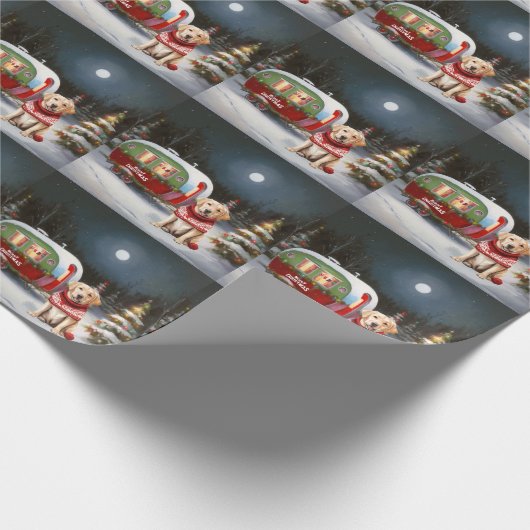 Winter Labrador Caravan Weihnachtsabenteuer Geschenkpapier (Ecke)