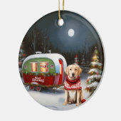 Winter Labrador Caravan Weihnachtsabenteuer Keramik Ornament (Links)