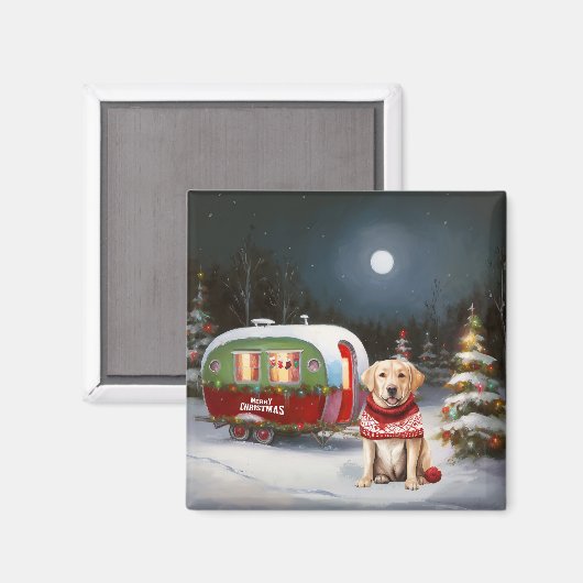 Winter Labrador Caravan Weihnachtsabenteuer Magnet (Vorderseite/Rückseite)