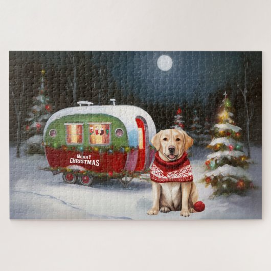 Winter Labrador Caravan Weihnachtsabenteuer Puzzle (Horizontal)
