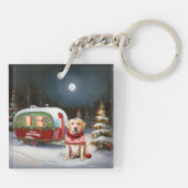 Winter Labrador Caravan Weihnachtsabenteuer Schlüsselanhänger (Rückseite)