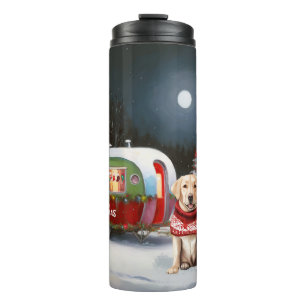 Winter Labrador Caravan Weihnachtsabenteuer Thermosbecher