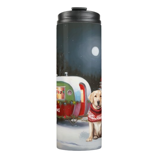 Winter Labrador Caravan Weihnachtsabenteuer Thermosbecher (Vorderseite)