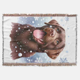 Winter Labrador Retriever Dog Snowflakes Holiday Decke