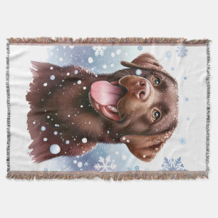 Winter Labrador Retriever Dog Snowflakes Holiday Decke
