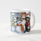 Winter Labrador Retriever Puppy Dog Snowman Jumbo-Tasse (Vorderseite Rechts)