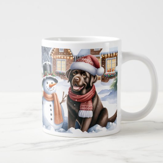 Winter Labrador Retriever Puppy Dog Snowman Jumbo-Tasse (Rechts)