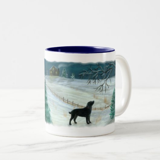 Winter-Labrador-Tasse Zweifarbige Tasse (VorderseiteRechts)