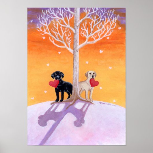 Winter Labradors Painting Poster (Vorne)