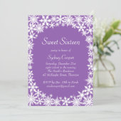 Winter Lace 16 . Geburtstag Einladung - lila (Stehend Vorderseite)