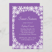 Winter Lace 16 . Geburtstag Einladung - lila (Vorne/Hinten)