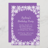 Winter Lace Birthday Party Einladung - lila (Vorne/Hinten)