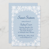 Winter Lace Icy Blue 16 . Geburtstag Einladung (Vorne/Hinten)