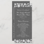 Winter Lace on Gray Linen Wedding Program Programm (Vorne/Hinten)