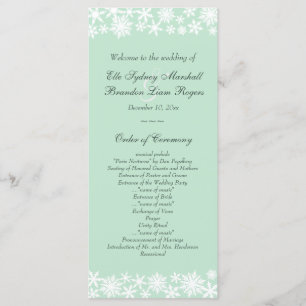 Winter Lace on Mint Wedding Programm