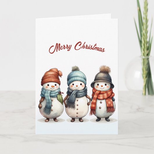 Winter Lächeln Snowmen Illustration Weihnachten Karte (Vorderseite)