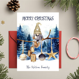 Winter Lady Gnome Blue Forest Frohe Weihnachten