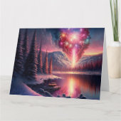 Winter Lake Fireworks Karte (Vorderseite)