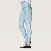 Winter Lake Light Aqua Blue Glitzer CUSTOM TEXT Leggings (Links)