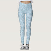 Winter Lake Light Aqua Blue Glitzer CUSTOM TEXT Leggings (Vorderseite)