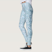 Winter Lake Light Aqua Blue Glitzer CUSTOM TEXT Leggings (Links)