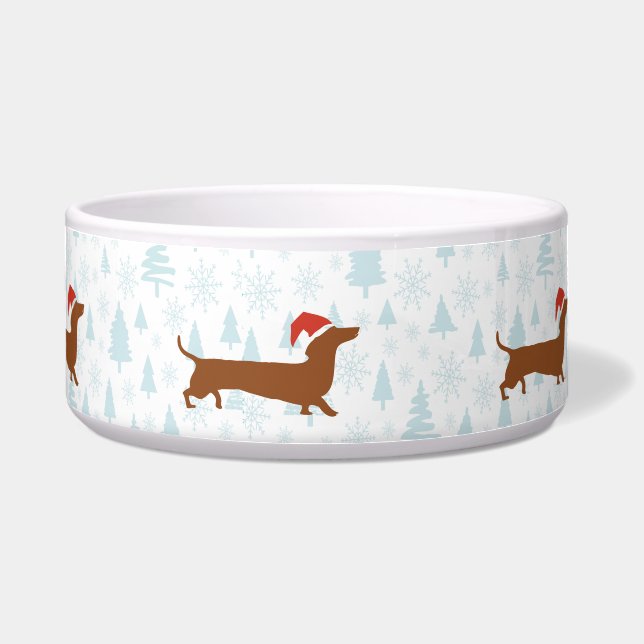 Winter landscape dachshund silhouette pet bowl napf (Vorderseite)