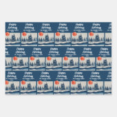 Winter Landscape Forest Moon Navy Blue Drawing Geschenkpapier Set (Vorderseite 3)