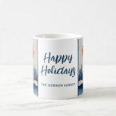 Winter Landscape Forest Moon Navy Blue Drawing Kaffeetasse (Mittel)