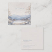 Winter Landscape Gold Frame Frosted Blue Floral Quadratische Visitenkarte (Vorne/Hinten)