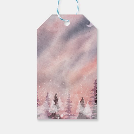 Winter Landscape Greenpine Forest Geschenkanhänger (Rückseite)