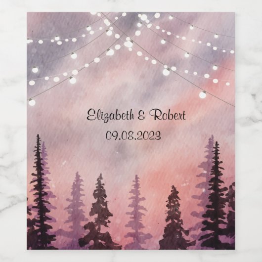 Winter Landscape Greenpine Forest  Weinetikett (Einzelnes Label)